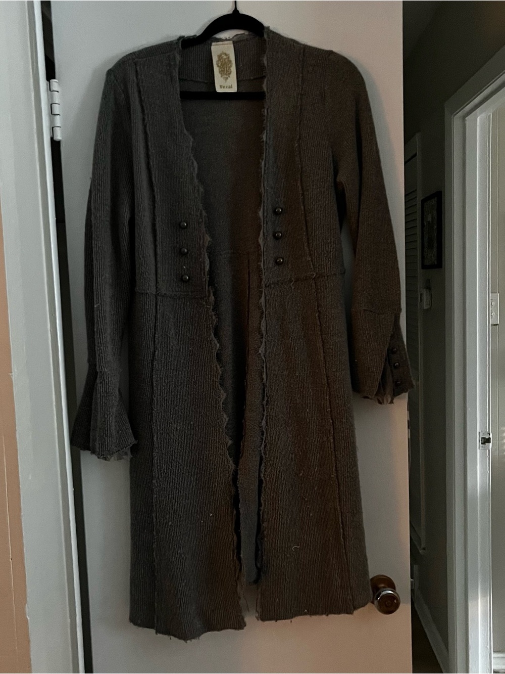 Vocal Long Knit Cardigan in Charcoal Gray